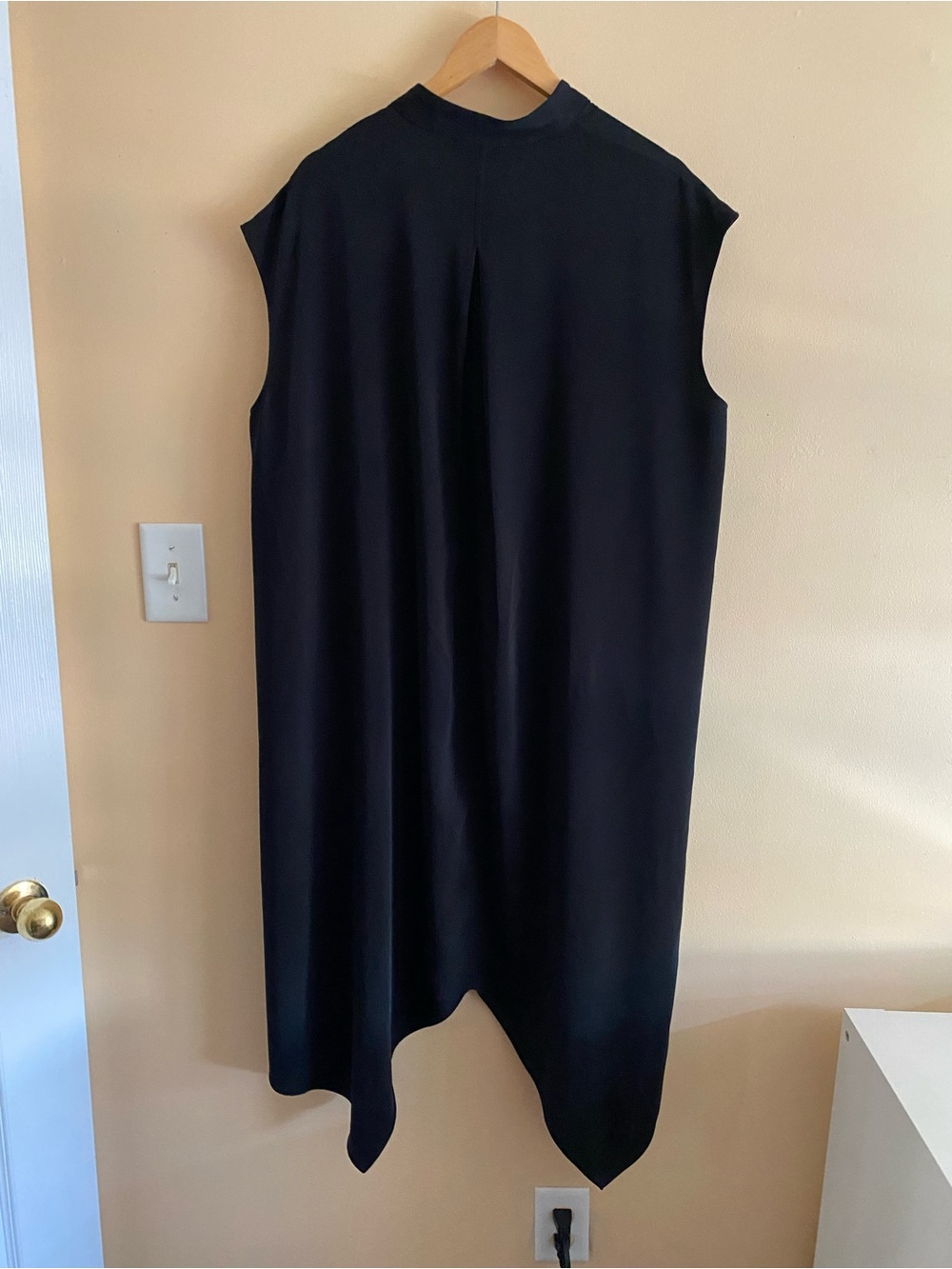 RACHEL Rachel Roy Draped Asymmetrical Sleeveless Shift Dress 2X Black Pockets - Picture 3 of 11